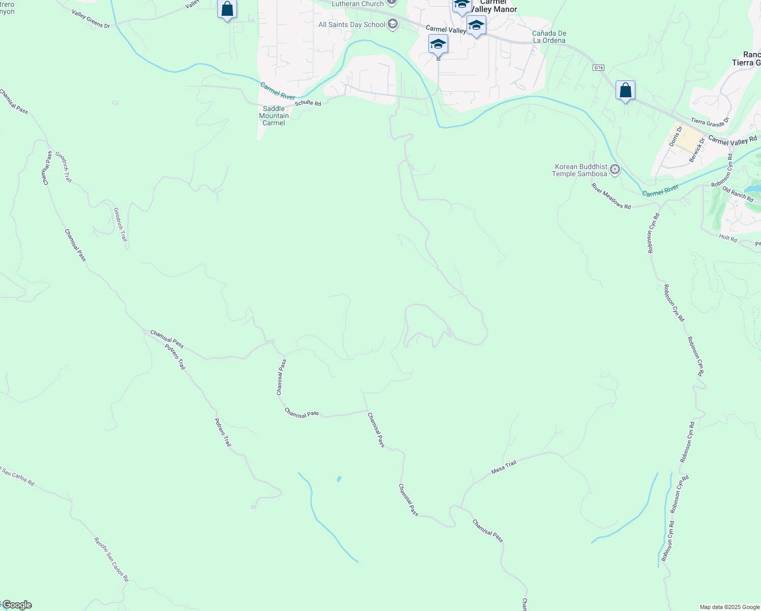 map of restaurants, bars, coffee shops, grocery stores, and more near 9 Corral Run in Carmel