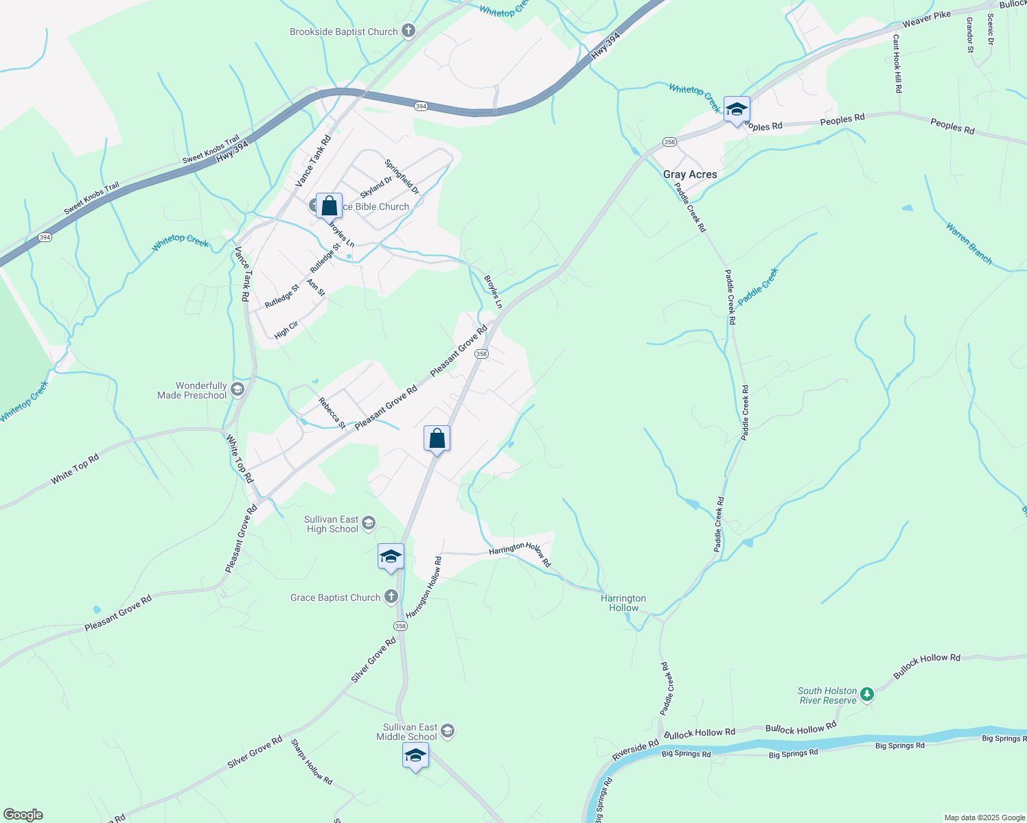 map of restaurants, bars, coffee shops, grocery stores, and more near 172 Rogers Ln in Bluff City