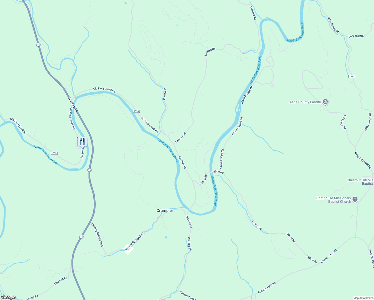 map of restaurants, bars, coffee shops, grocery stores, and more near 230 Rebecca Lane in Crumpler