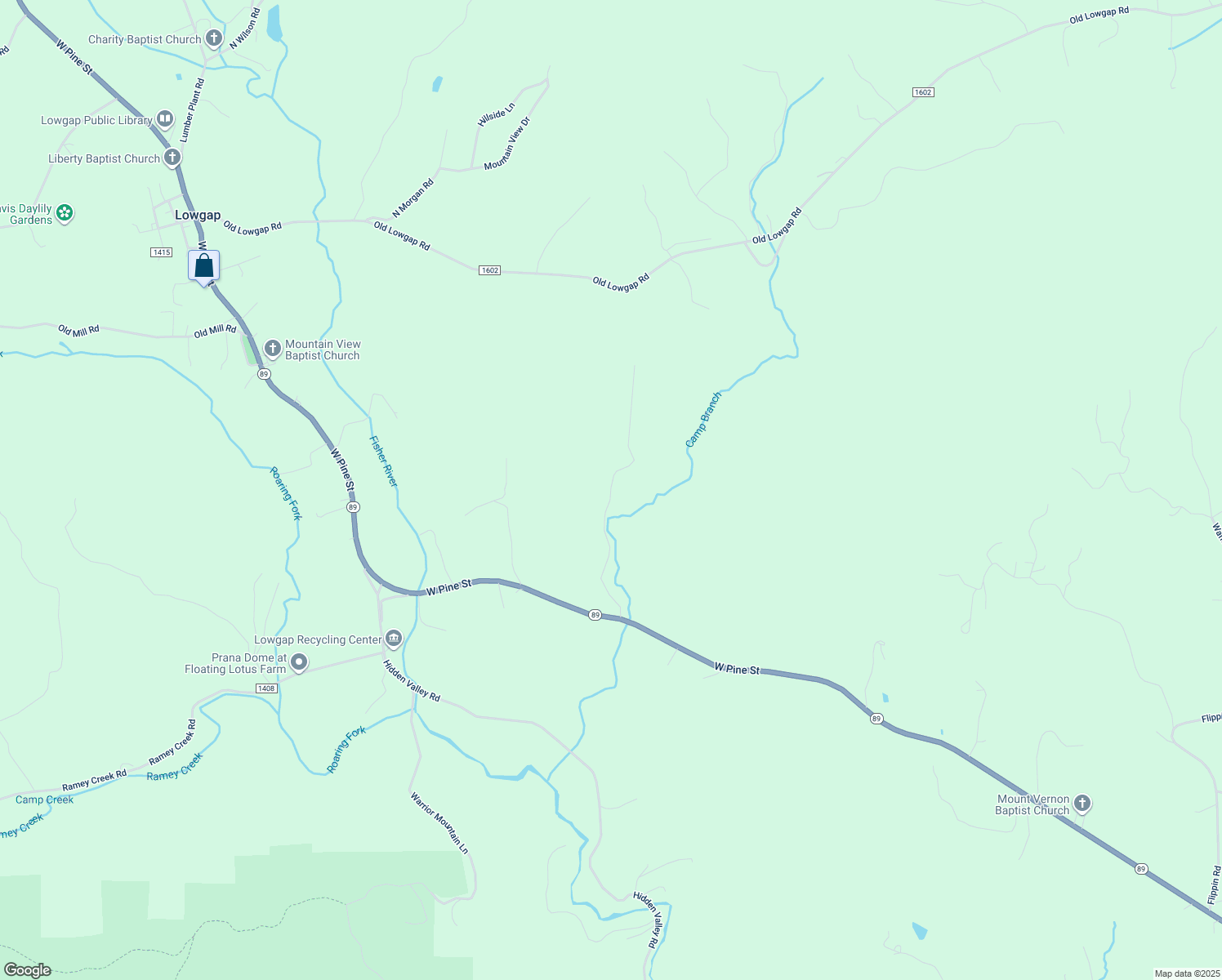 map of restaurants, bars, coffee shops, grocery stores, and more near Susan Lane in Surry County