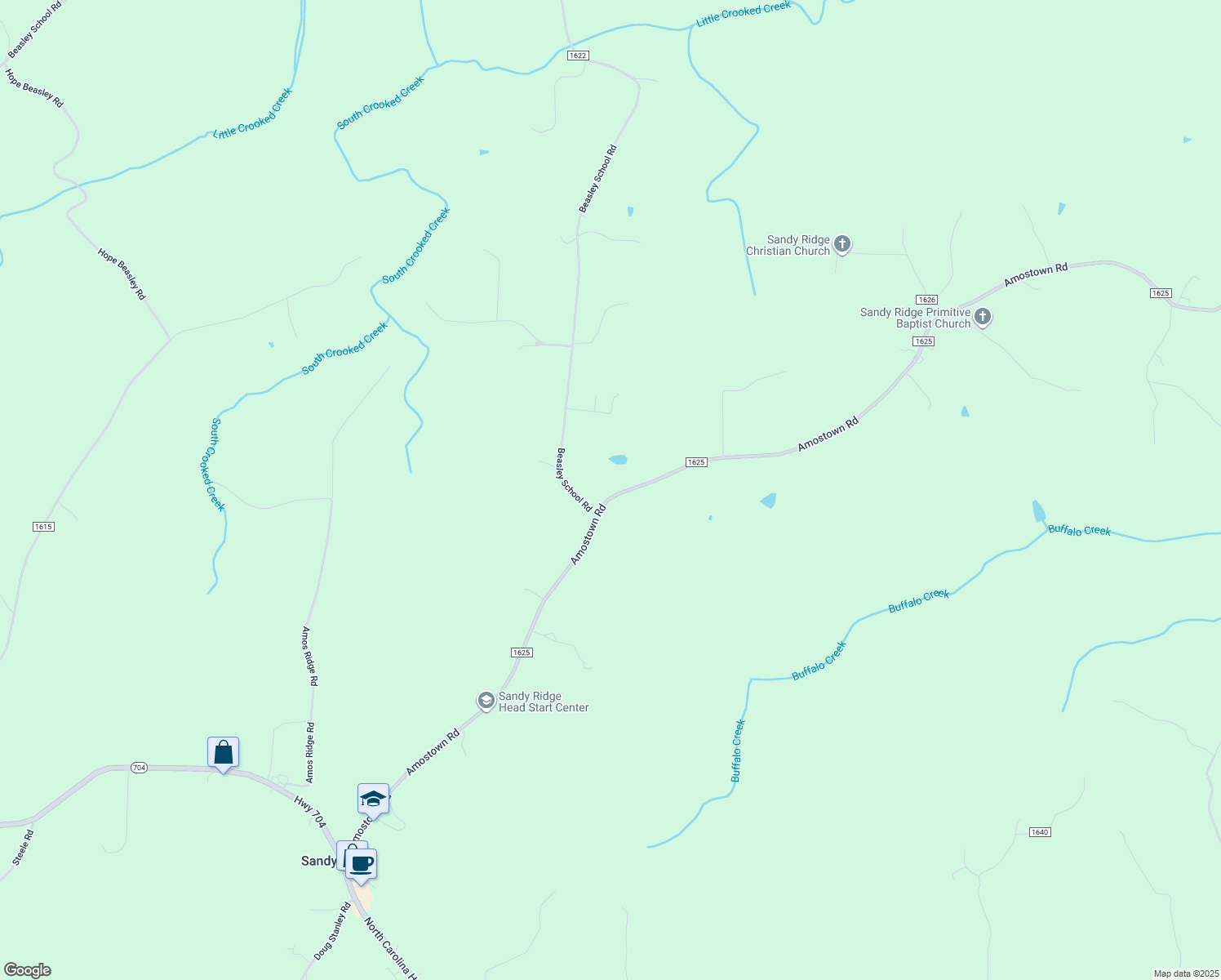 map of restaurants, bars, coffee shops, grocery stores, and more near 1681 Amostown Road in Sandy Ridge