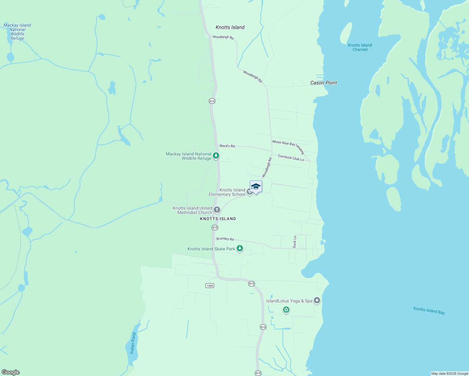 map of restaurants, bars, coffee shops, grocery stores, and more near 115 Ruth Ln in Currituck