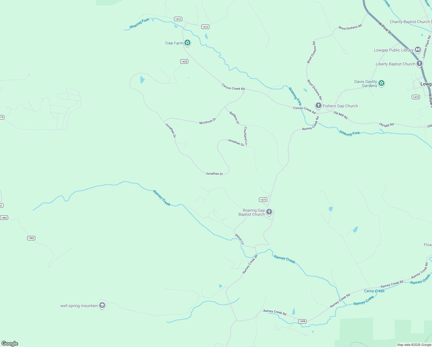 map of restaurants, bars, coffee shops, grocery stores, and more near 826 Jonathan Drive in Lowgap