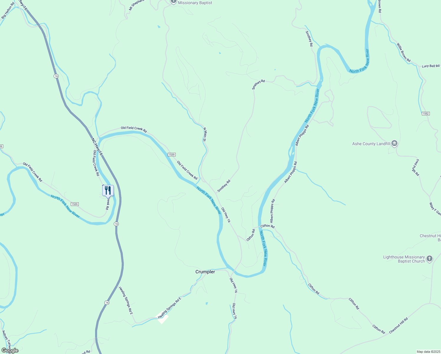 map of restaurants, bars, coffee shops, grocery stores, and more near 324 Shirley Haywood Drive in Crumpler
