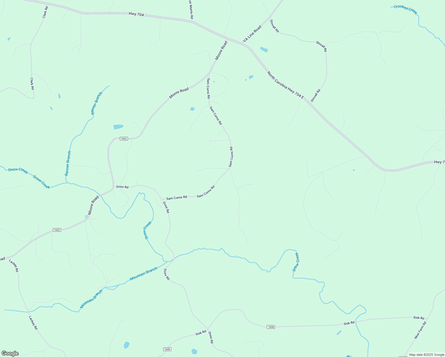 map of restaurants, bars, coffee shops, grocery stores, and more near 1459 Sam Corns Road in Lawsonville