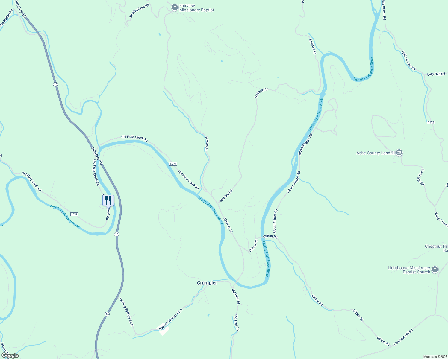map of restaurants, bars, coffee shops, grocery stores, and more near 324 Shirley Haywood Drive in Crumpler