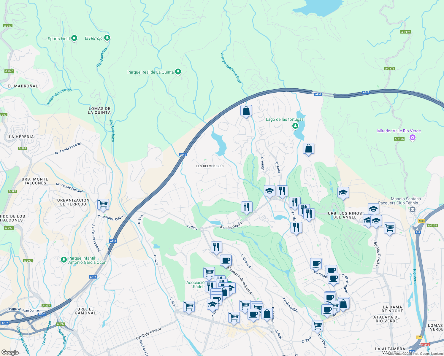 map of restaurants, bars, coffee shops, grocery stores, and more near 40 Calle Osa Menor 2G in Marbella