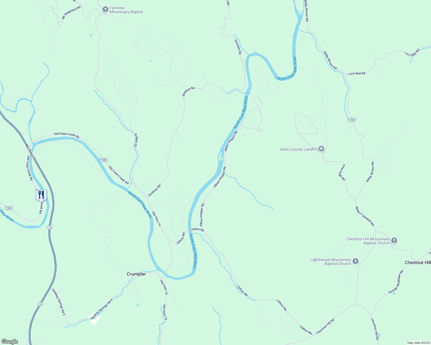 map of restaurants, bars, coffee shops, grocery stores, and more near 707 Riverside Lane in Crumpler