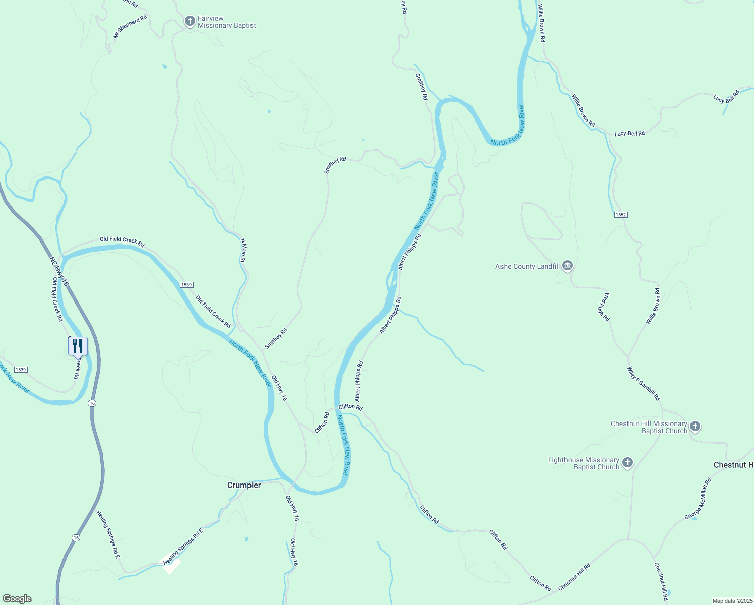 map of restaurants, bars, coffee shops, grocery stores, and more near 707 Riverside Lane in Crumpler