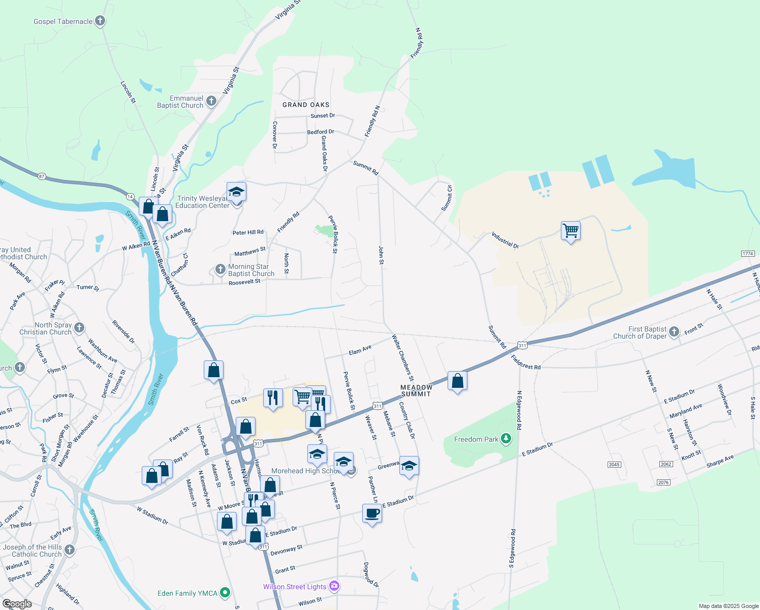 map of restaurants, bars, coffee shops, grocery stores, and more near 446 Belmont Court in Eden