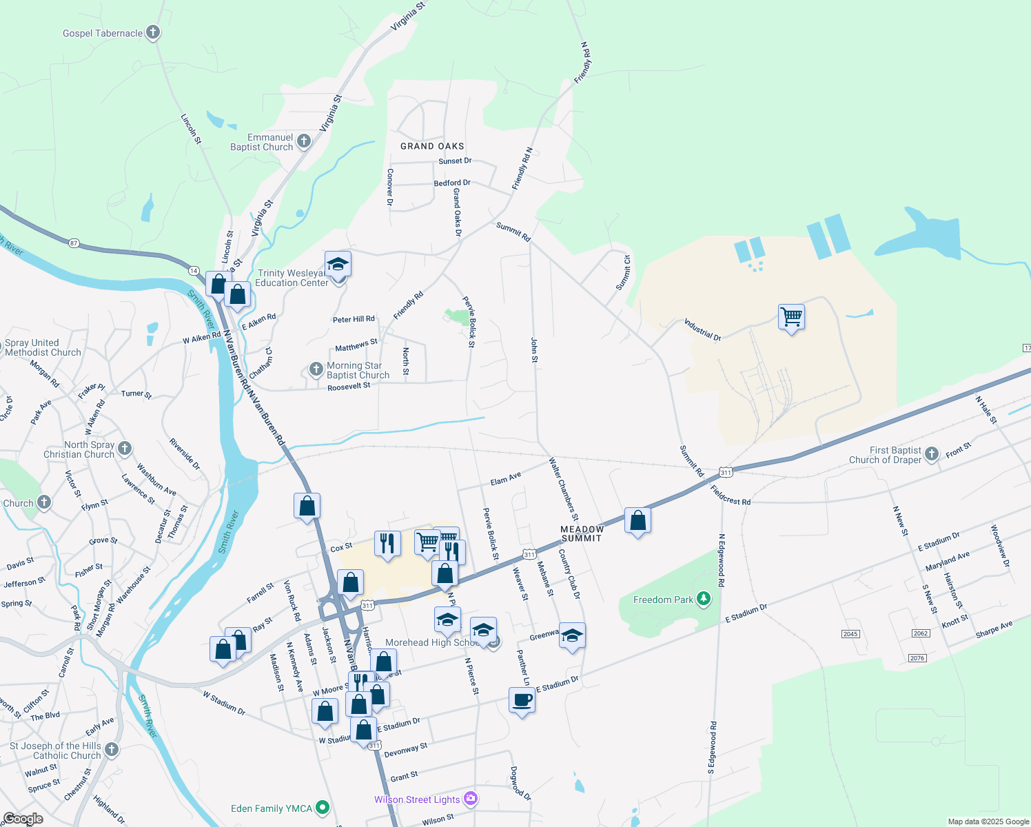 map of restaurants, bars, coffee shops, grocery stores, and more near 433 Belmont Court in Eden