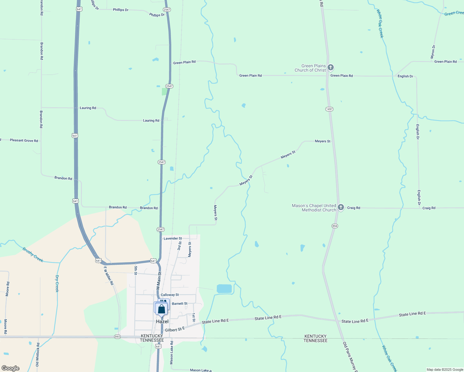 map of restaurants, bars, coffee shops, grocery stores, and more near 187 Meyers Street in Hazel
