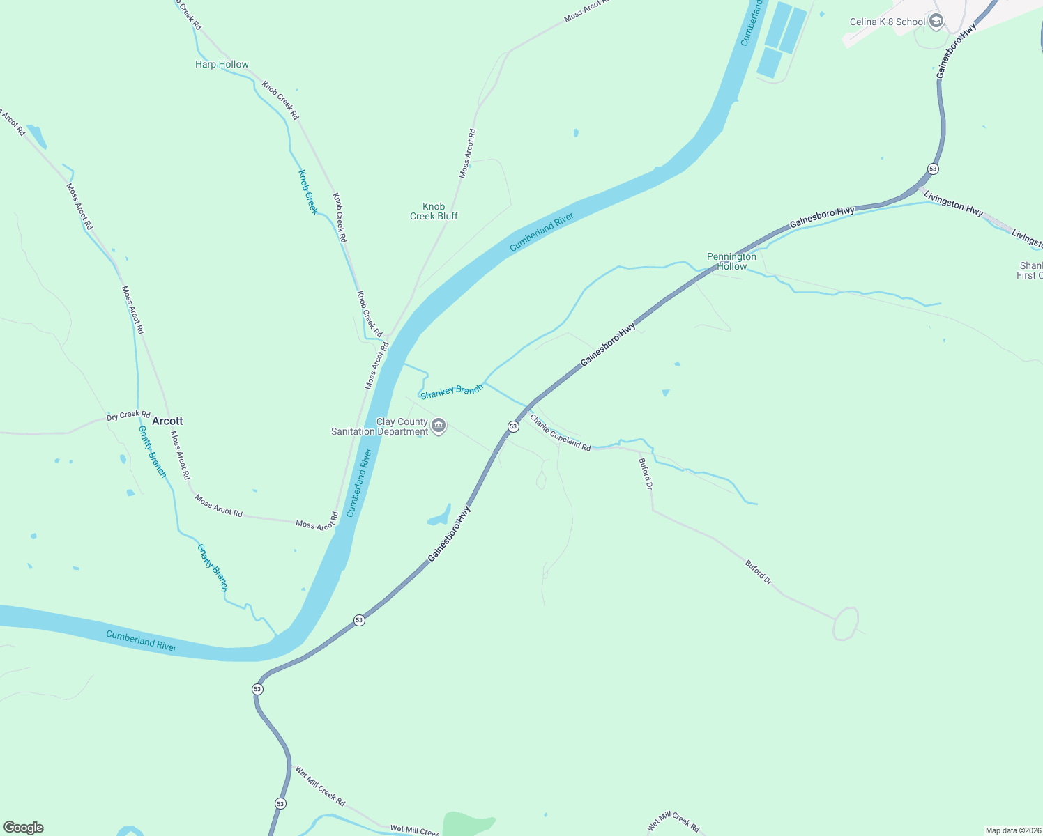 map of restaurants, bars, coffee shops, grocery stores, and more near 4189 Gainesboro Highway in Celina