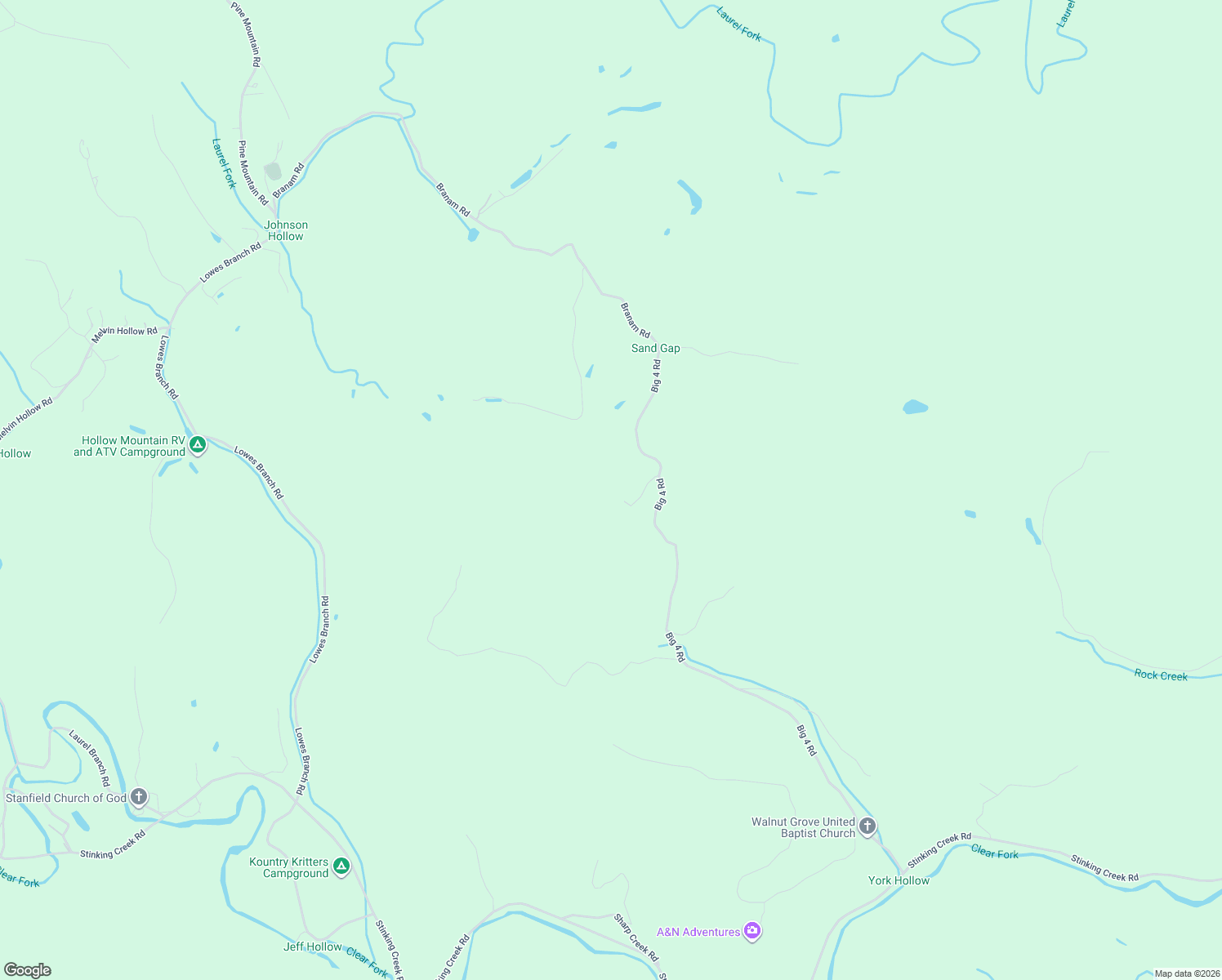 map of restaurants, bars, coffee shops, grocery stores, and more near 873 Big 4 Road in LaFollette