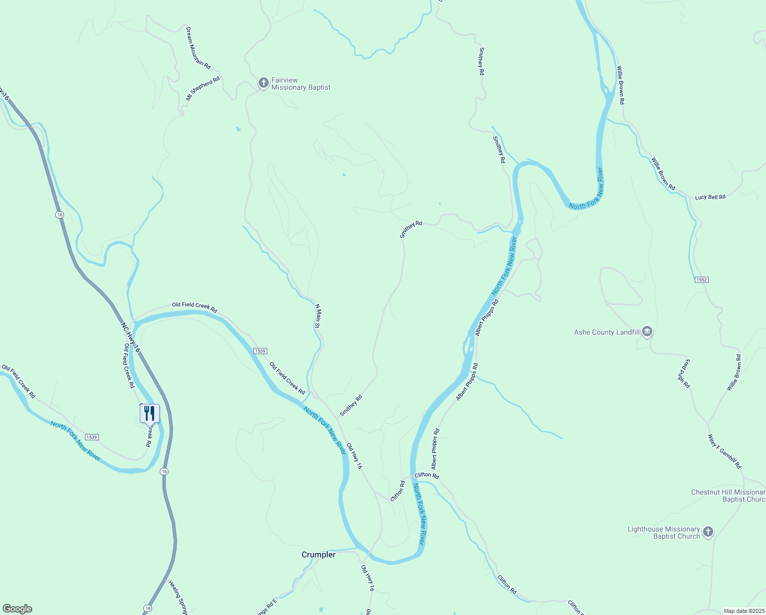 map of restaurants, bars, coffee shops, grocery stores, and more near 789 Smithey Road in Crumpler