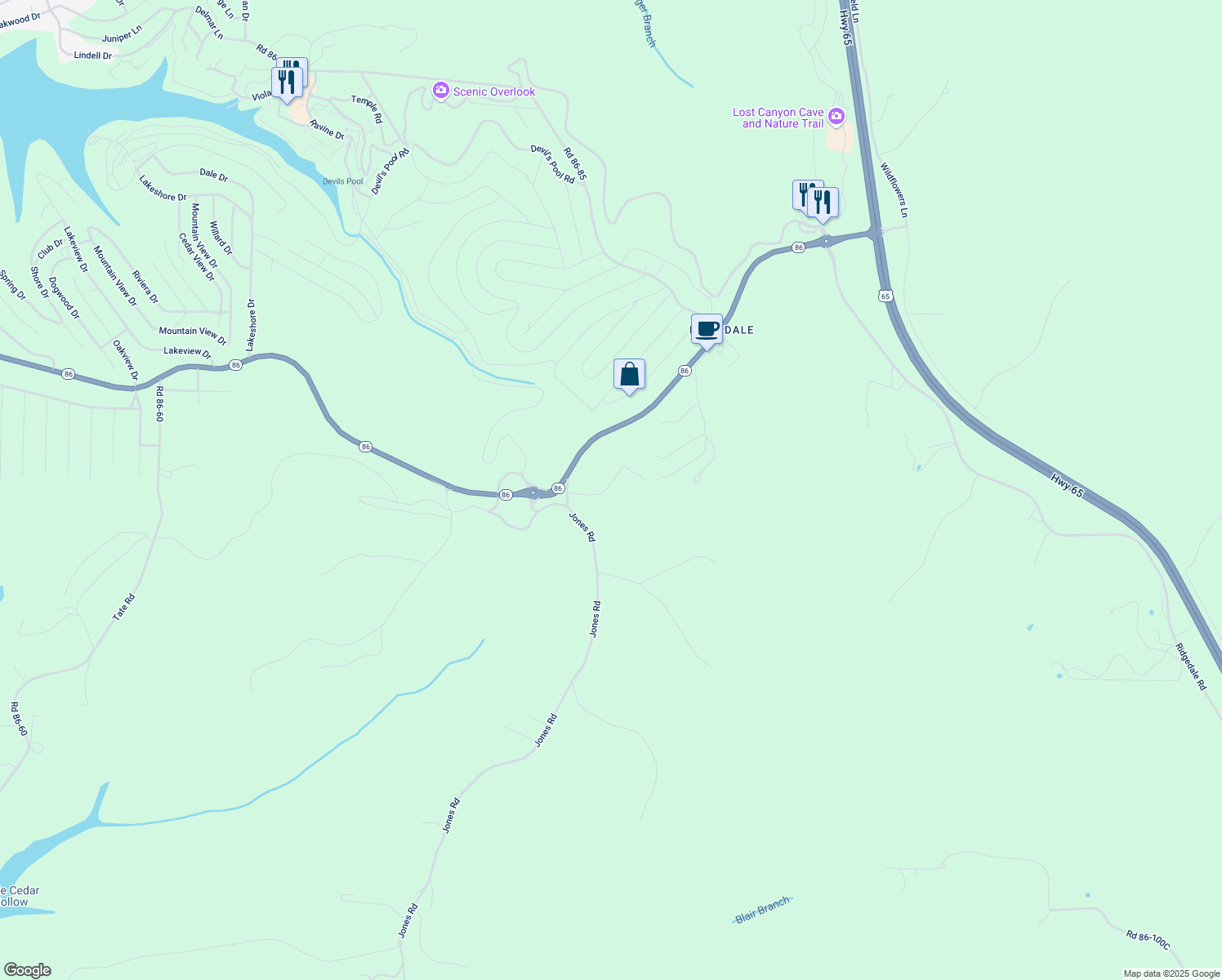 map of restaurants, bars, coffee shops, grocery stores, and more near 170 Freund Drive in Ridgedale