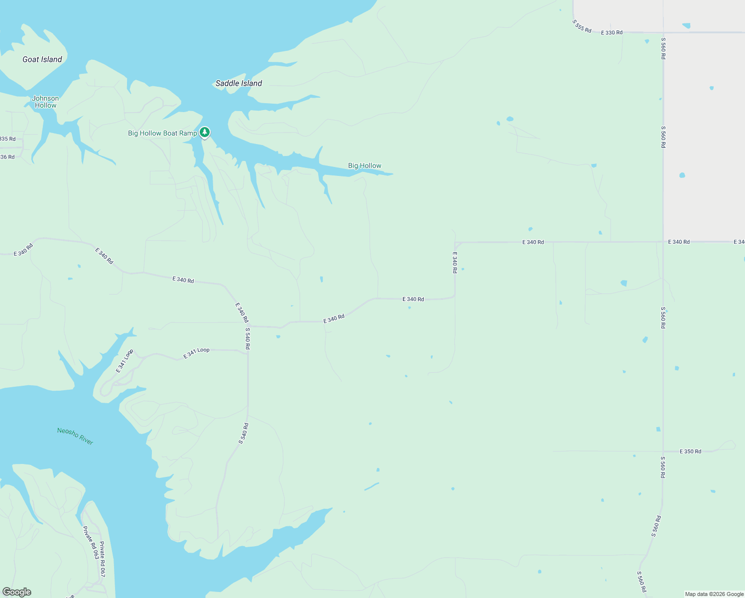 map of restaurants, bars, coffee shops, grocery stores, and more near 54501 East 340 Road in Jay