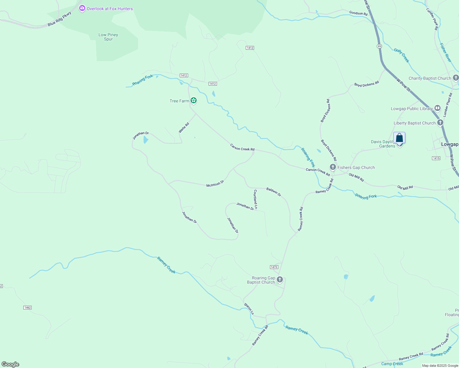 map of restaurants, bars, coffee shops, grocery stores, and more near 265 McIntosh Drive in Lowgap