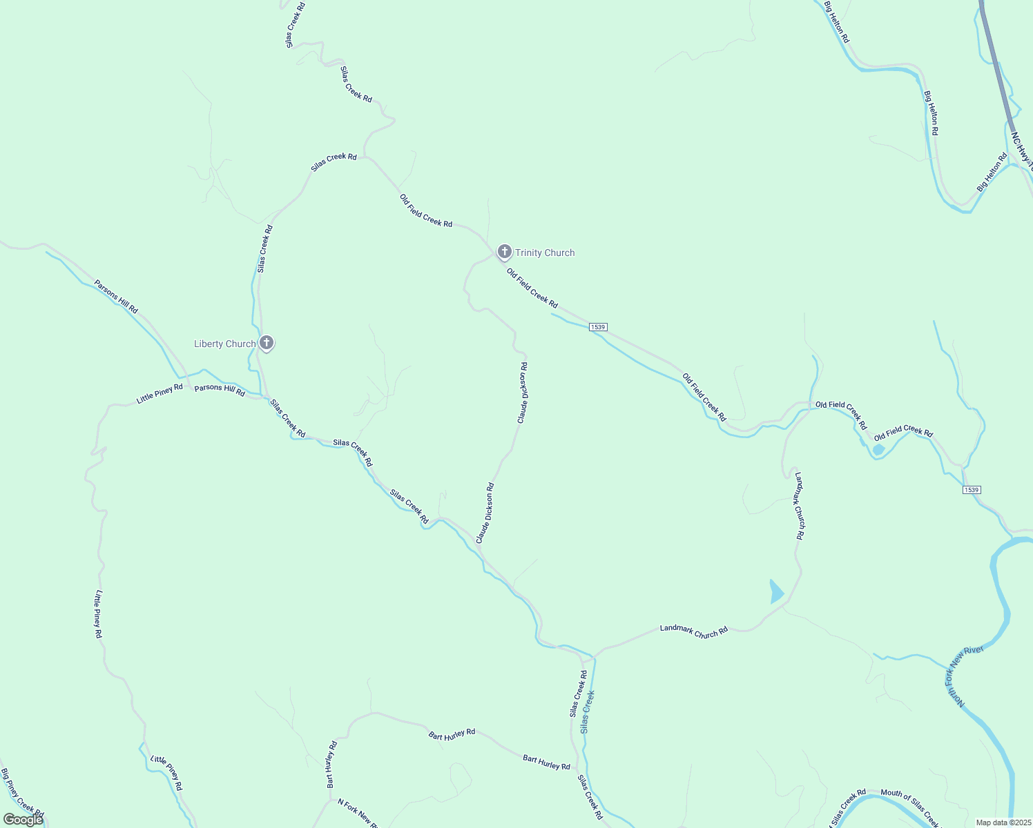map of restaurants, bars, coffee shops, grocery stores, and more near 663 Claude Dickson Road in Grassy Creek