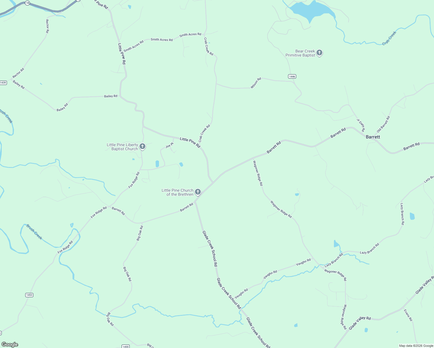map of restaurants, bars, coffee shops, grocery stores, and more near 2484 Barrett Road in Ennice