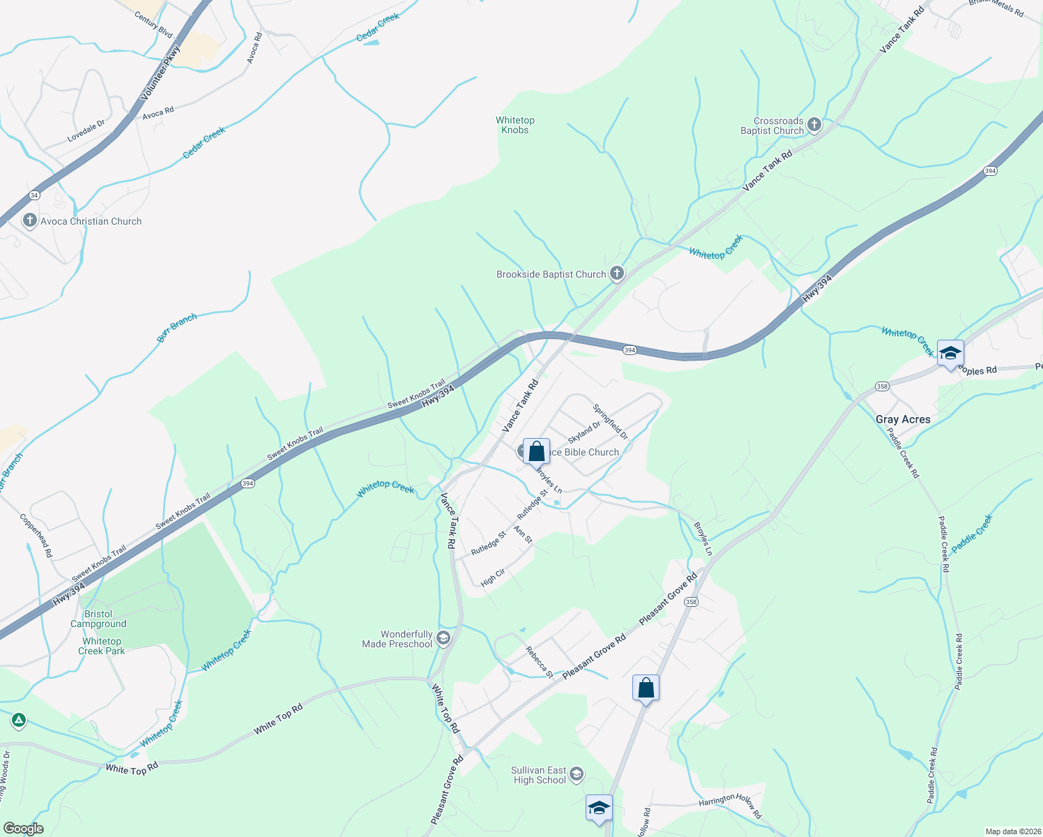 map of restaurants, bars, coffee shops, grocery stores, and more near 209 Linda's Way in Bristol