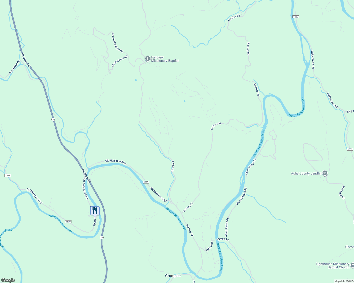 map of restaurants, bars, coffee shops, grocery stores, and more near 288 Dale Blevins Road in Grassy Creek