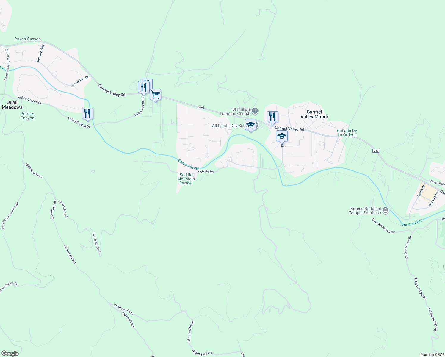 map of restaurants, bars, coffee shops, grocery stores, and more near 27631 Schulte Road in Carmel
