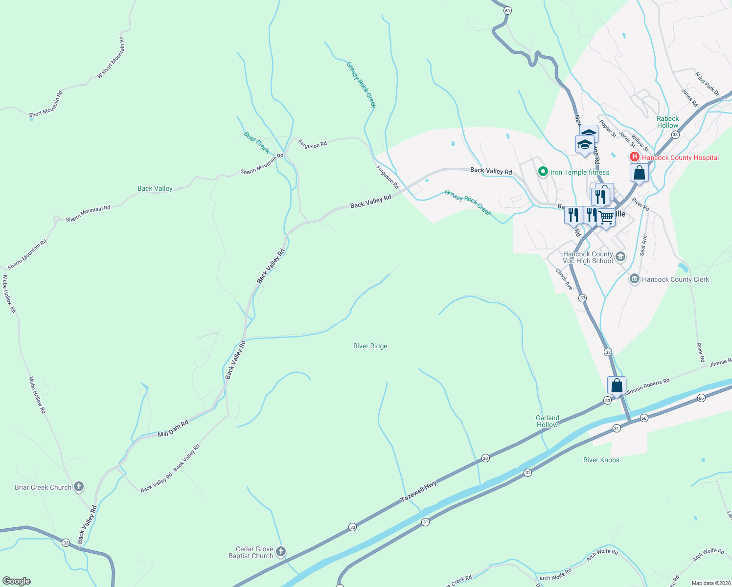map of restaurants, bars, coffee shops, grocery stores, and more near in Sneedville