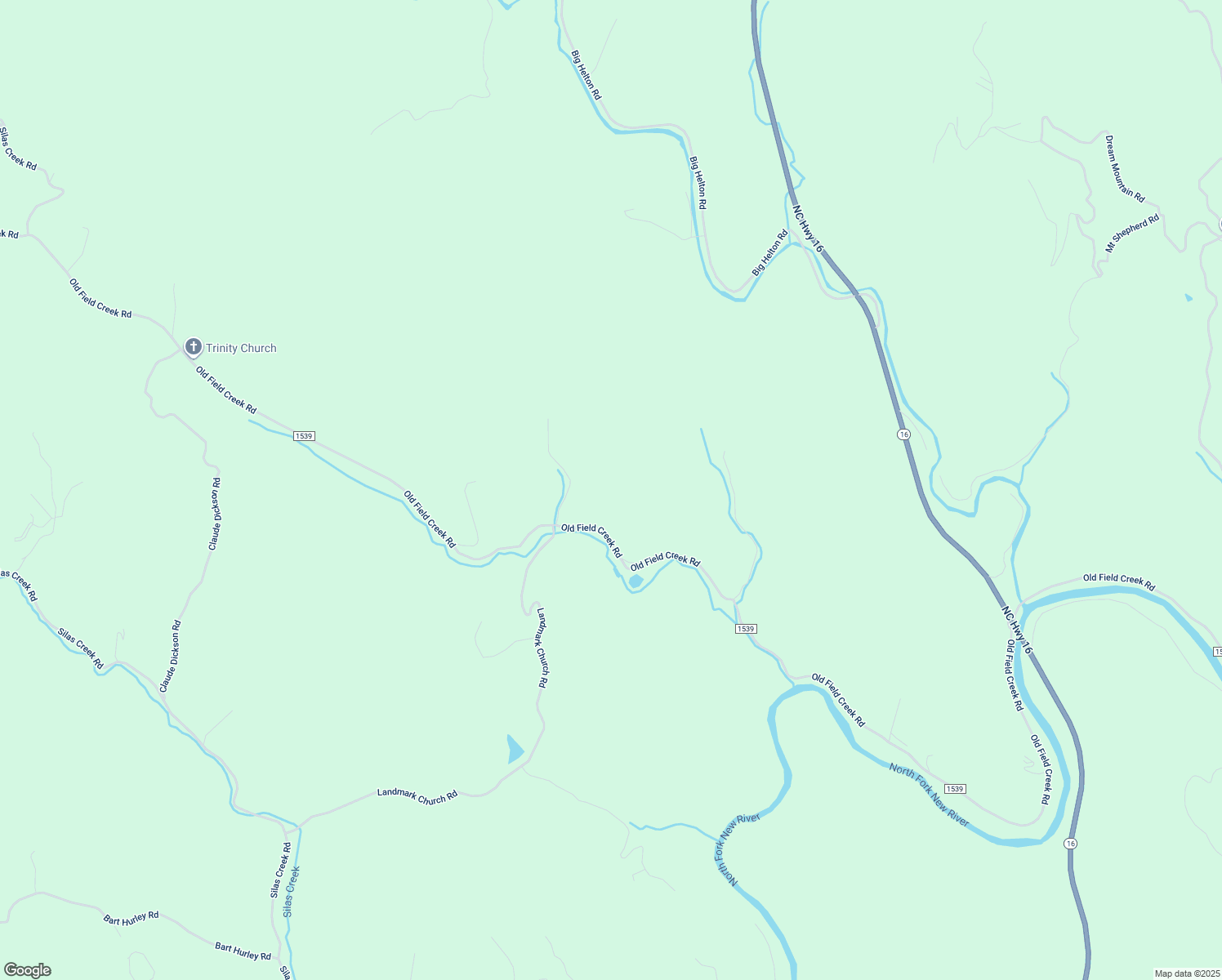 map of restaurants, bars, coffee shops, grocery stores, and more near 3942 Old Field Creek Road in Grassy Creek