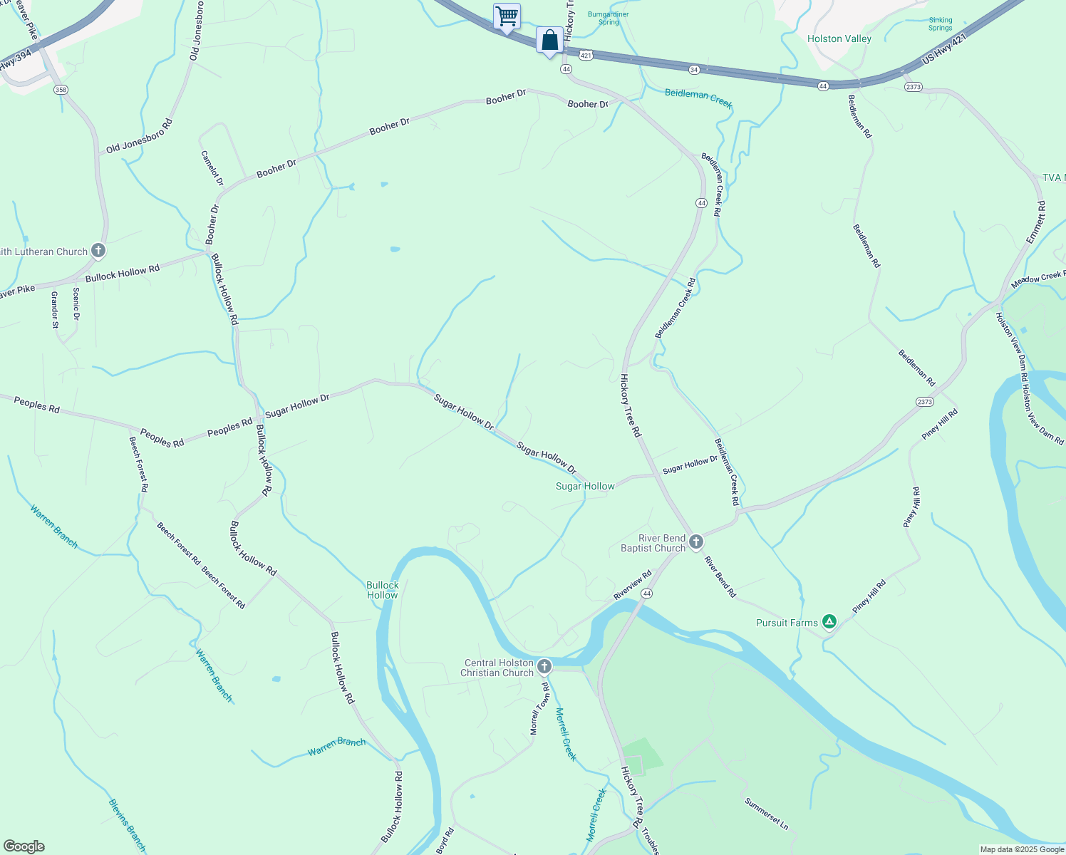 map of restaurants, bars, coffee shops, grocery stores, and more near 1161 Sugar Hollow Drive in Bristol