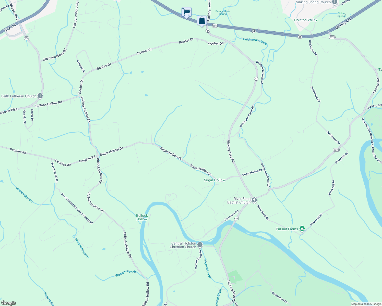 map of restaurants, bars, coffee shops, grocery stores, and more near 1161 Sugar Hollow Drive in Bristol