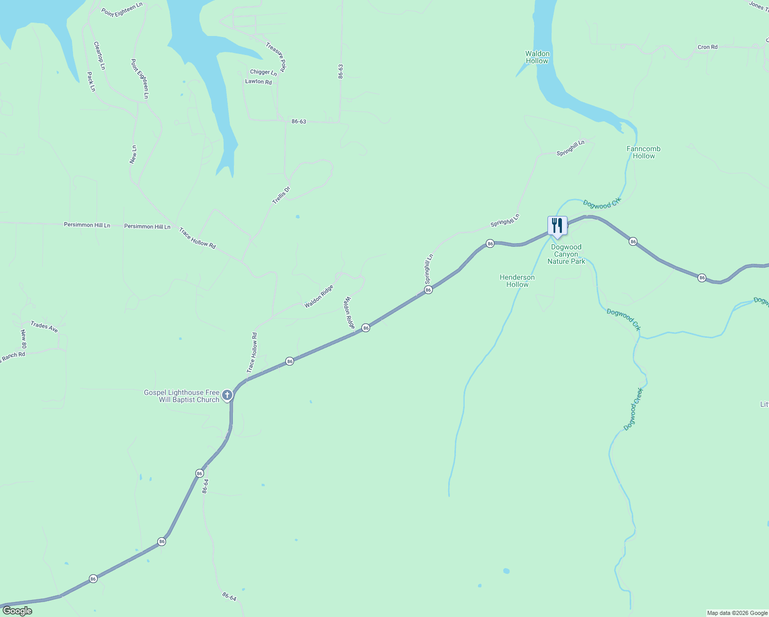 map of restaurants, bars, coffee shops, grocery stores, and more near 3115 State Highway 86 in Lampe