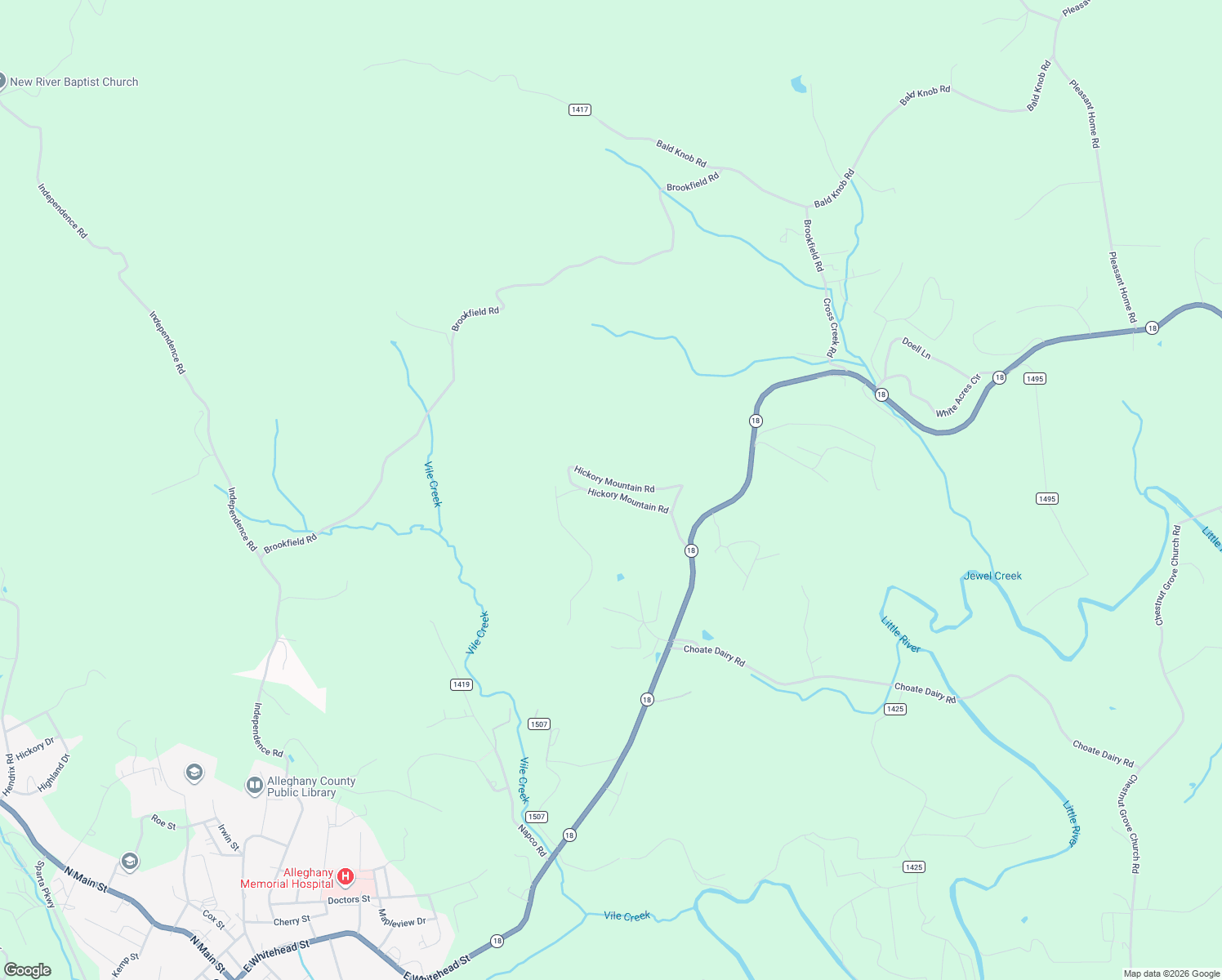 map of restaurants, bars, coffee shops, grocery stores, and more near 284 Hickory Mountain Road in Sparta