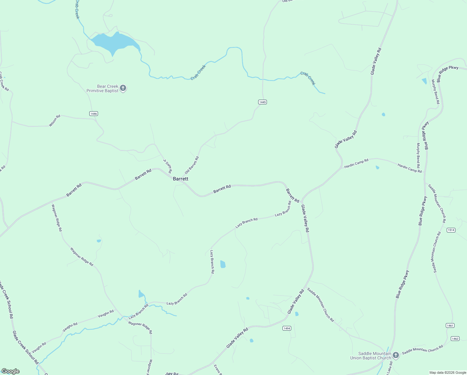 map of restaurants, bars, coffee shops, grocery stores, and more near 611 Barrett Road in Alleghany