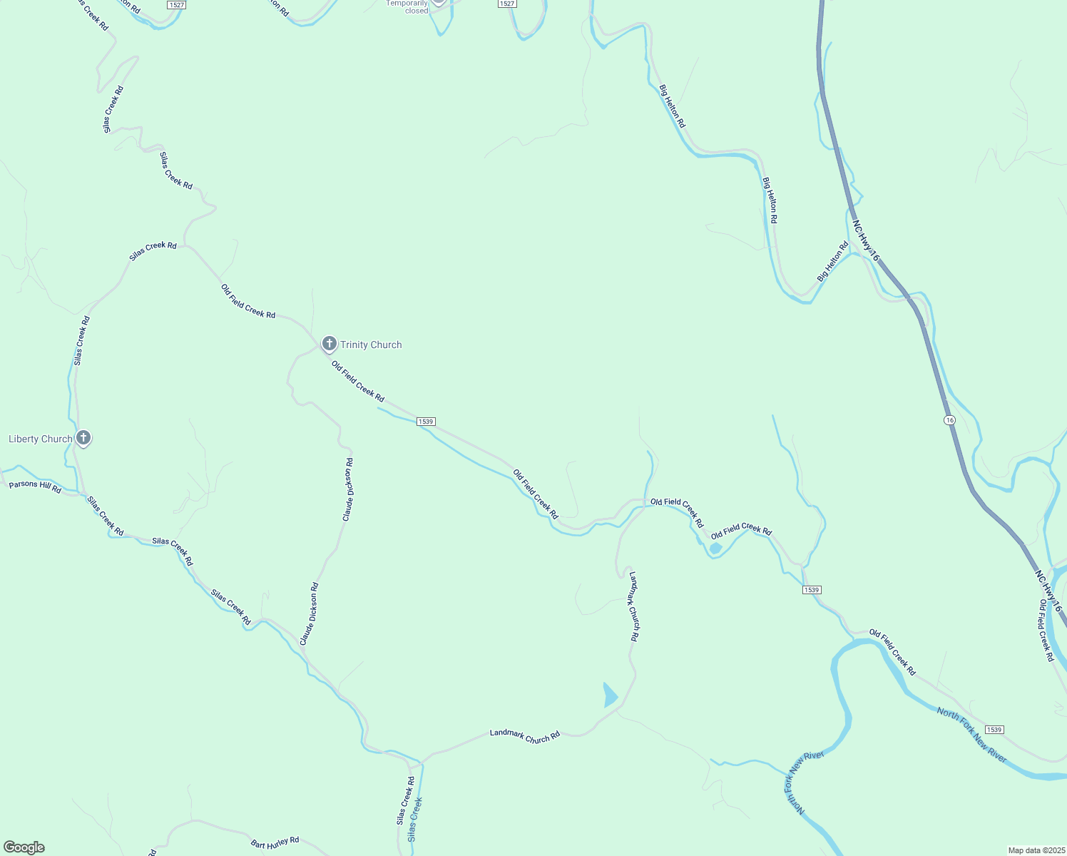 map of restaurants, bars, coffee shops, grocery stores, and more near 4726 Old Field Creek Road in Grassy Creek