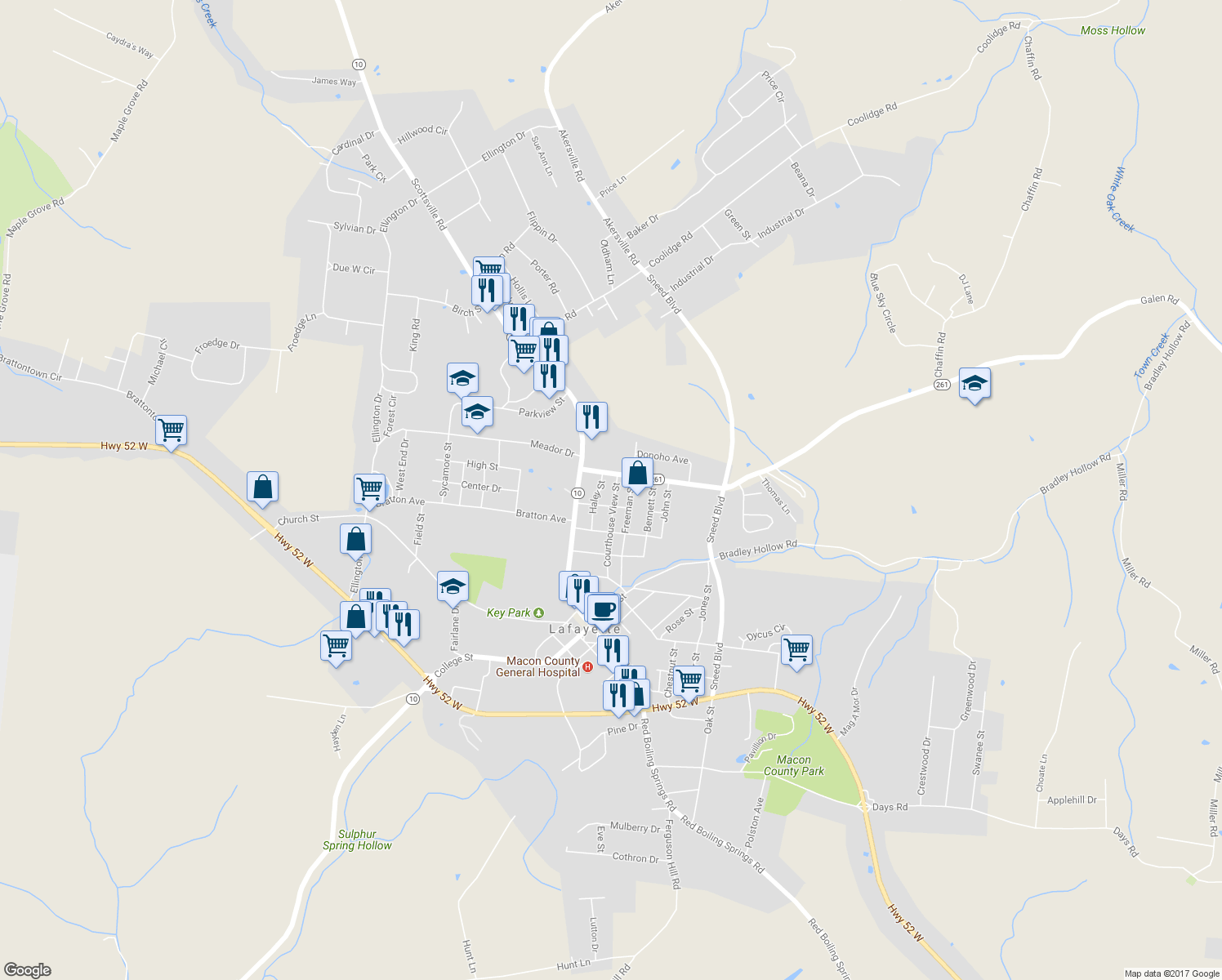 map of restaurants, bars, coffee shops, grocery stores, and more near 705 Courthouse View Street in Lafayette