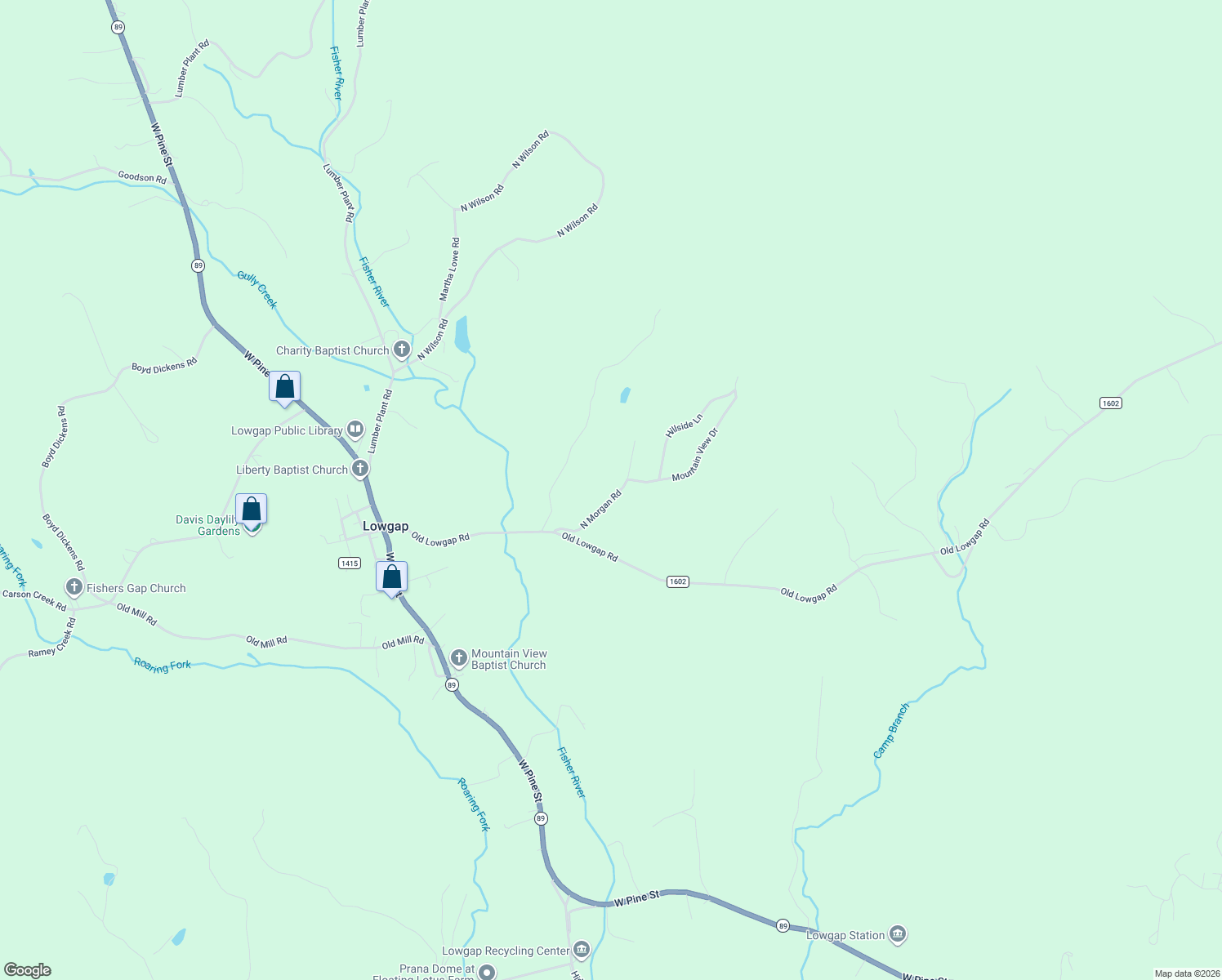 map of restaurants, bars, coffee shops, grocery stores, and more near 206 North Morgan Road in Lowgap