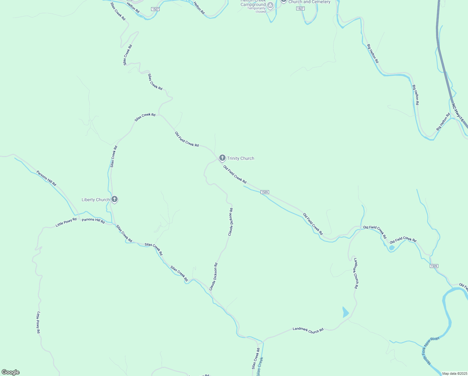 map of restaurants, bars, coffee shops, grocery stores, and more near 5254 Old Field Creek Road in Grassy Creek