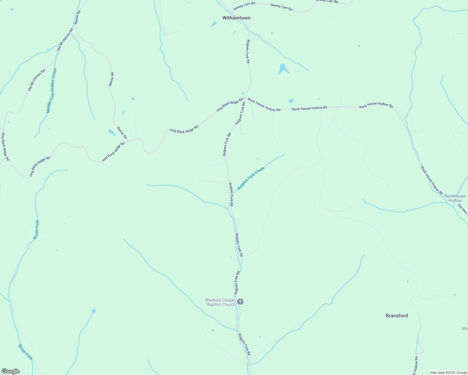 map of restaurants, bars, coffee shops, grocery stores, and more near 738 Rogues Fork Road in Bethpage