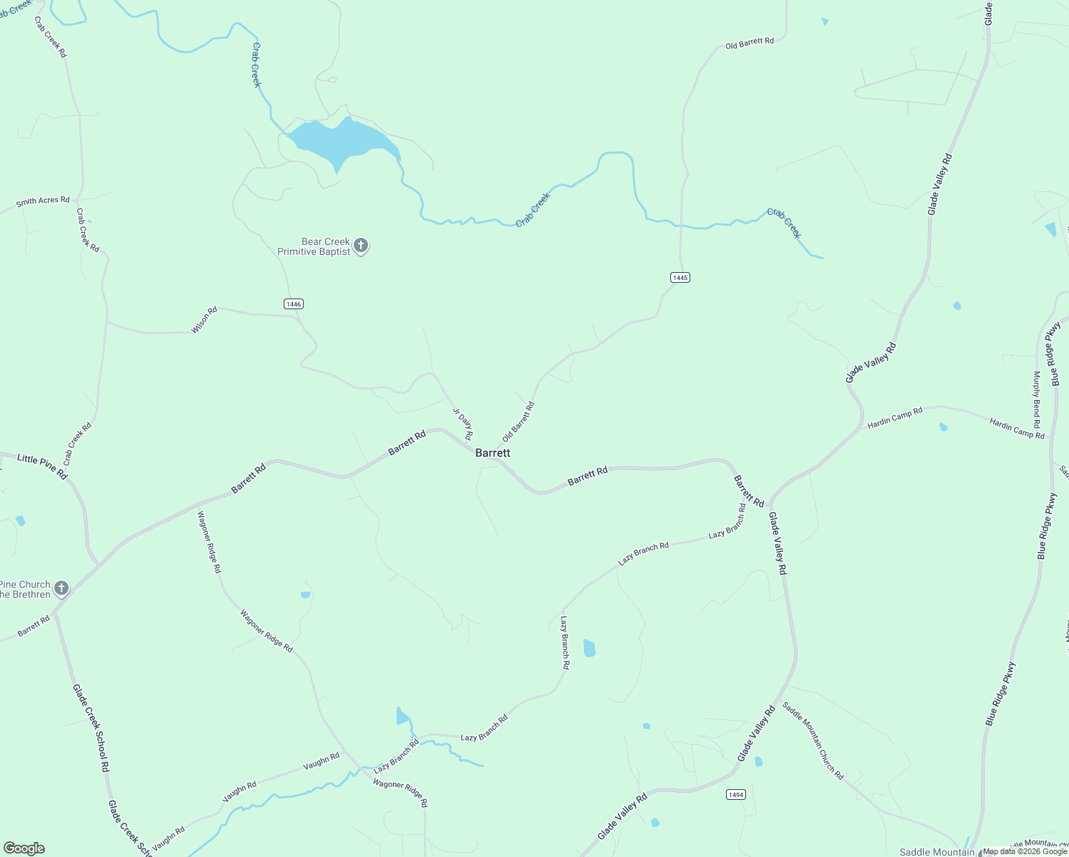 map of restaurants, bars, coffee shops, grocery stores, and more near 2578 Old Barrett Road in Alleghany