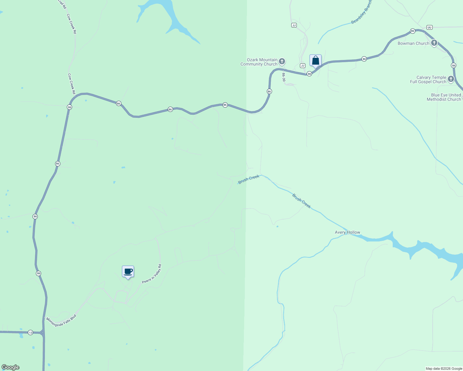 map of restaurants, bars, coffee shops, grocery stores, and more near in Blue Eye