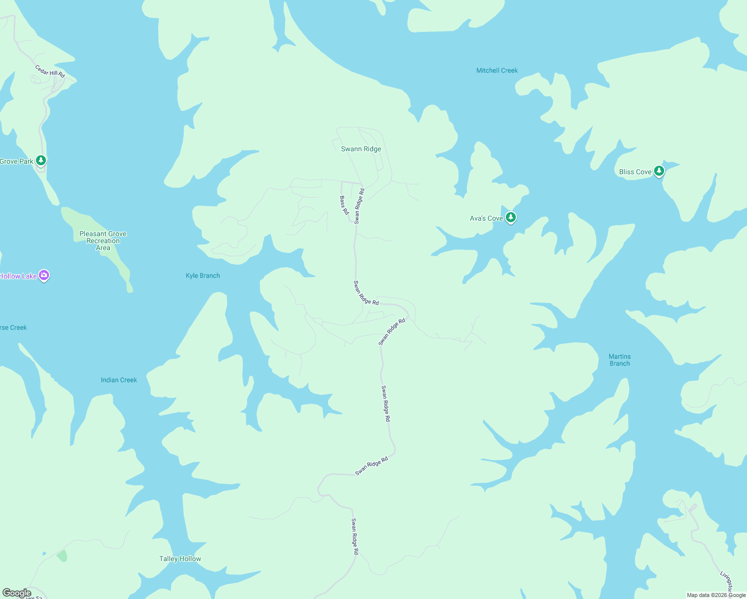 map of restaurants, bars, coffee shops, grocery stores, and more near 1481 Swann Ridge Road in Hilham