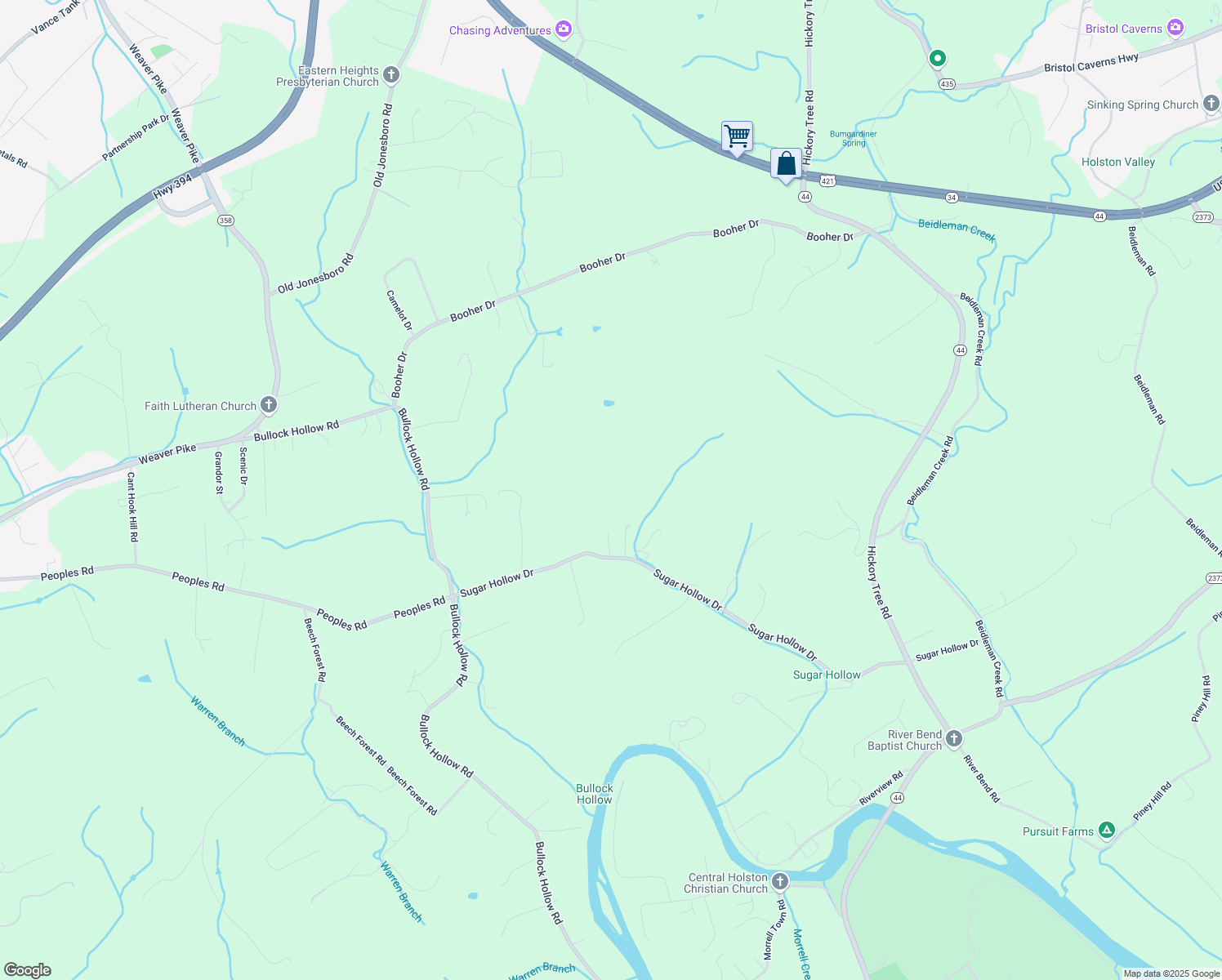 map of restaurants, bars, coffee shops, grocery stores, and more near 925 Sugar Hollow Drive in Bristol