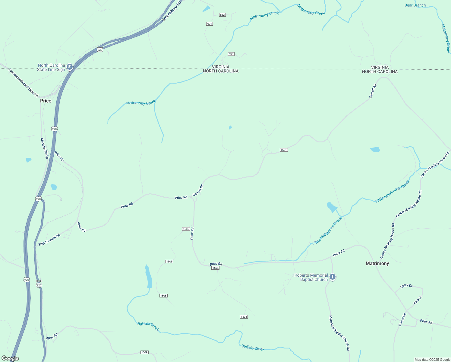 map of restaurants, bars, coffee shops, grocery stores, and more near 3208 Garrett Road in Stoneville
