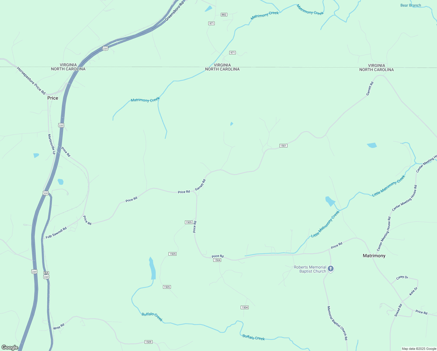 map of restaurants, bars, coffee shops, grocery stores, and more near 3254 Garrett Road in Stoneville