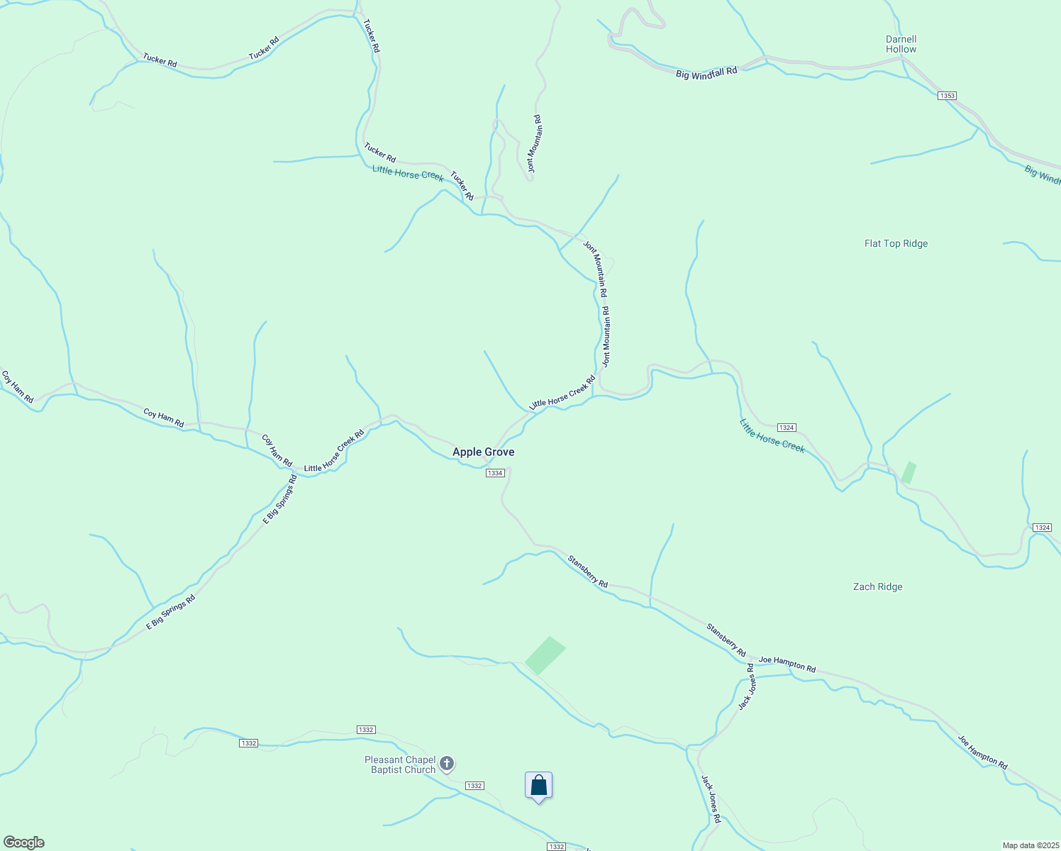 map of restaurants, bars, coffee shops, grocery stores, and more near 383 Little Horse Creek Road in Lansing