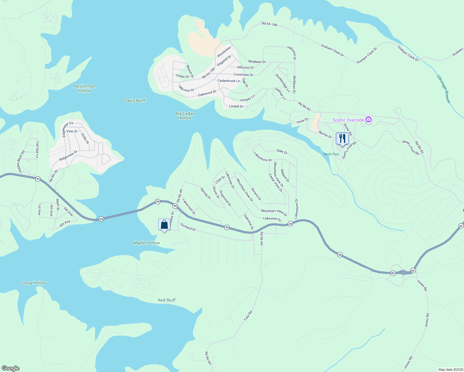 map of restaurants, bars, coffee shops, grocery stores, and more near 559 Lakeview Drive in Ridgedale