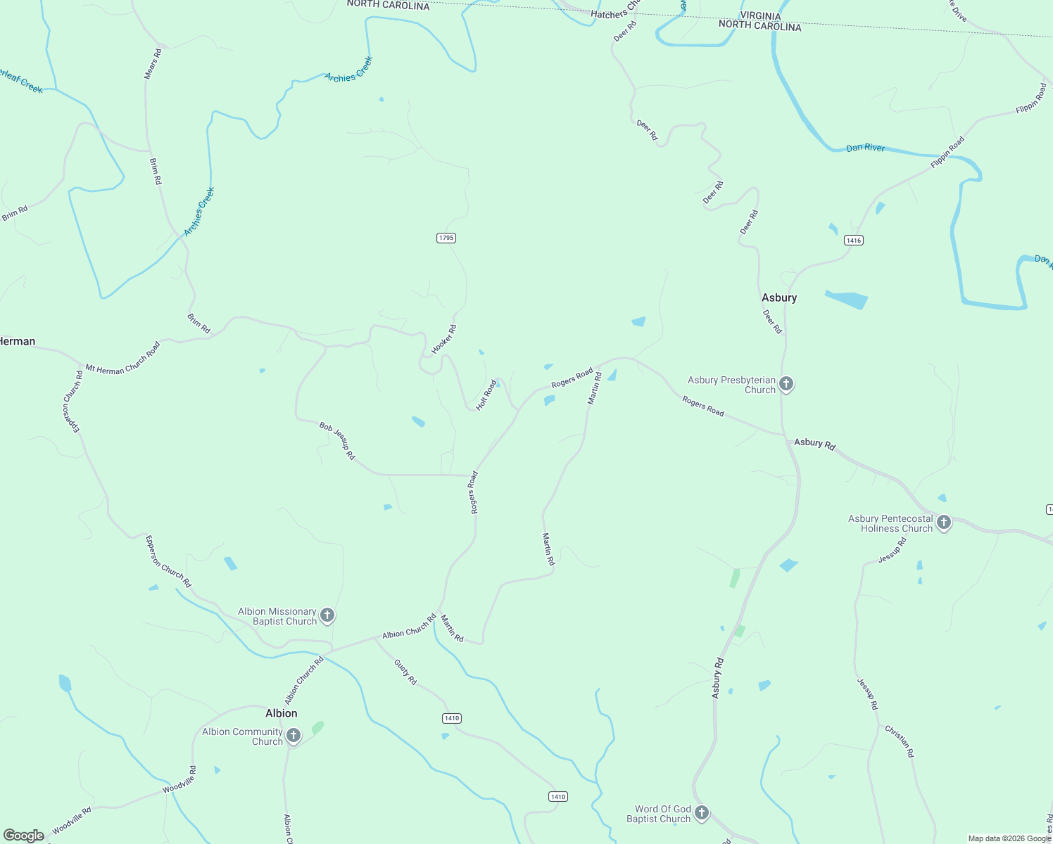 map of restaurants, bars, coffee shops, grocery stores, and more near 1507 Rogers Road in Mount Airy