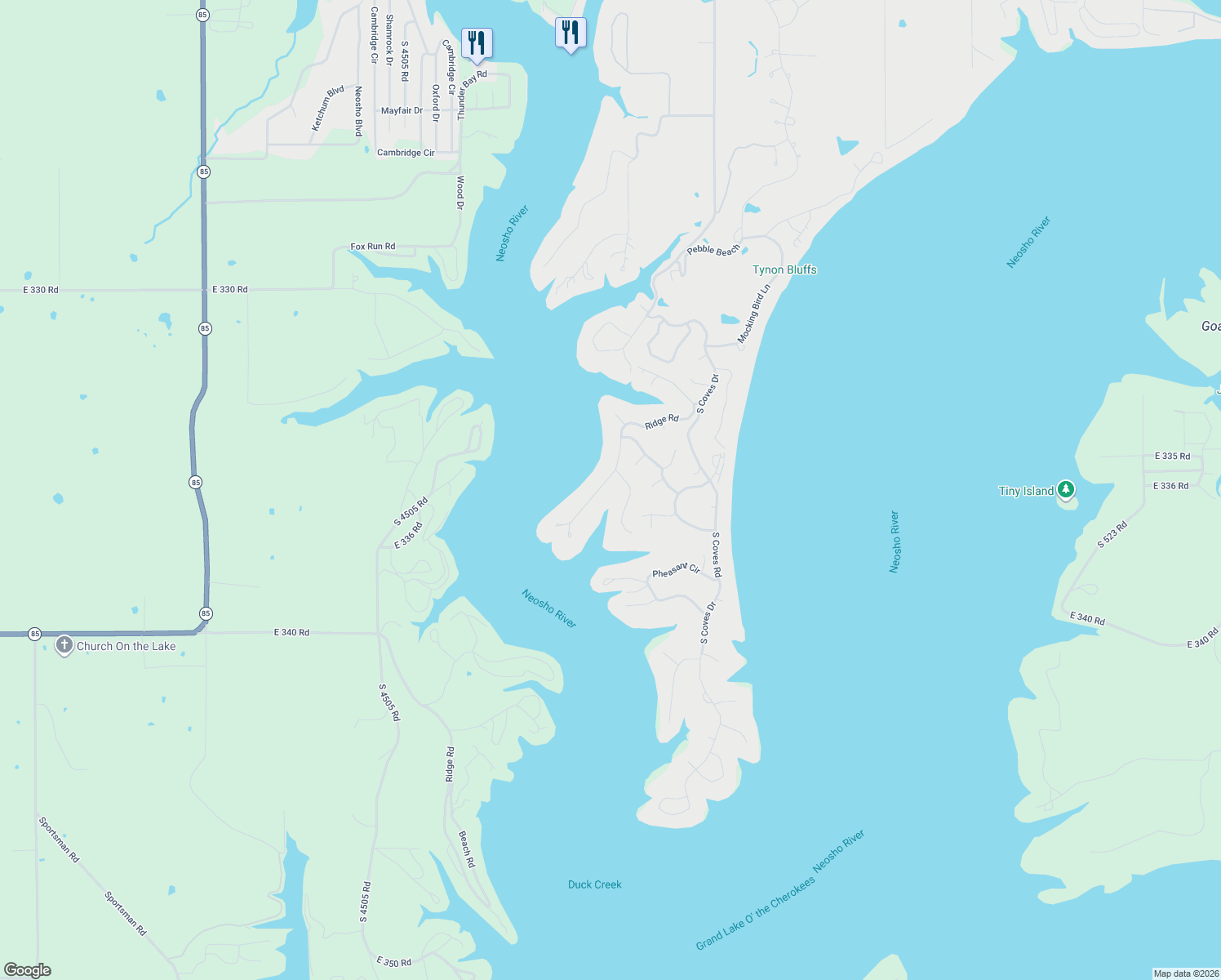 map of restaurants, bars, coffee shops, grocery stores, and more near 33582 Ridge Road in Afton