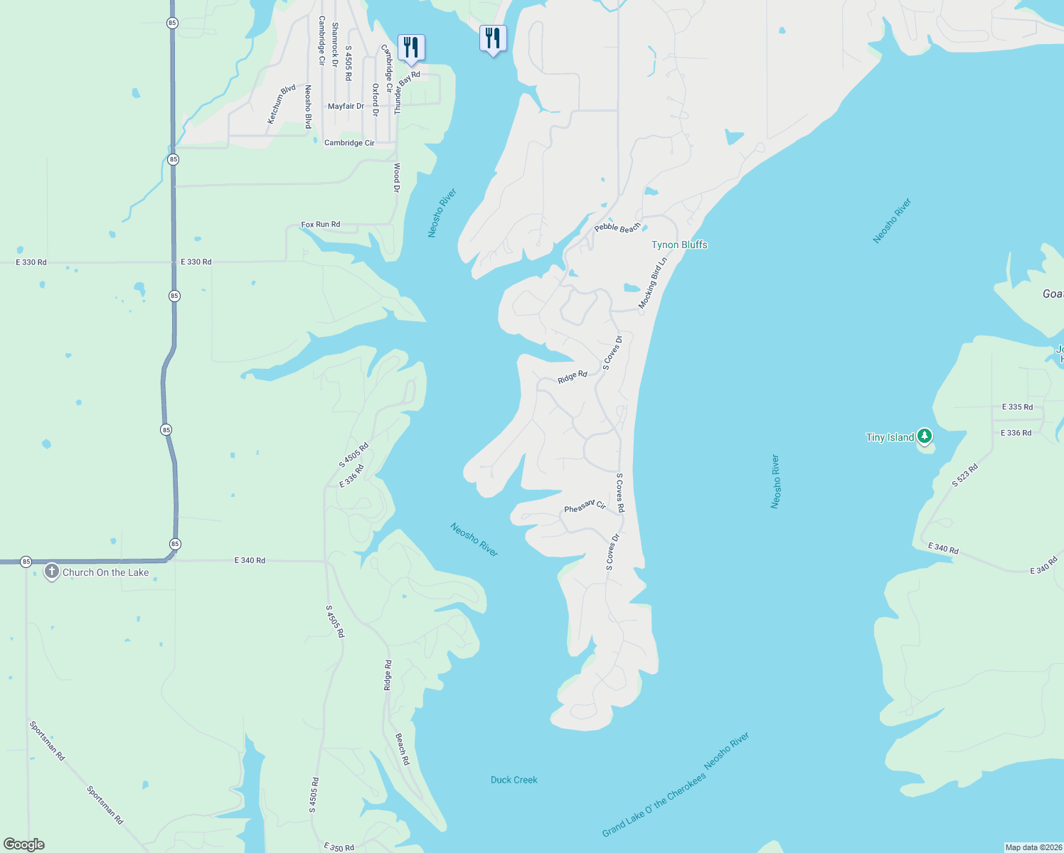 map of restaurants, bars, coffee shops, grocery stores, and more near 33582 Ridge Road in Afton